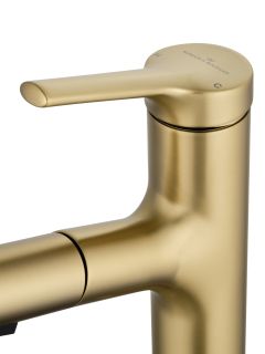 Смеситель для раковины Wonzon & Woghand WW-A40862-BG с выдвижным изливом брашированное золото